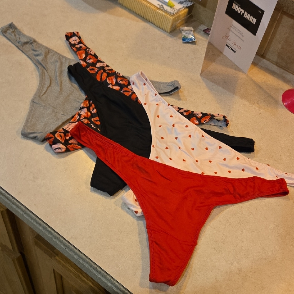 5 Pack Of Silky Thong Panties